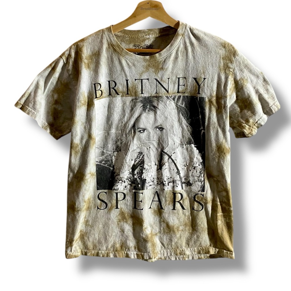 Britney Spears Tan/White Bleached Dyed Graphic T-Shirt